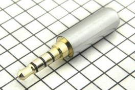 Штекер 3,5 мм 4-pole (metal gold) серебристый, без обтюратора