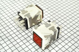 Кнопка KD 2-23 (PVS-29A)  квадратная, с фиксацией, без подсветки, белый корпус, 6 pin  (красная )