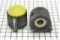 Ручка для переменного резистора на вал 6 мм  D-19,5x16,2 мм  пластик чёрный-жёлтый с клювиком (KN113-B)