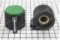 Ручка для переменного резистора на вал 6 мм  D-19,5x16,2 мм  пластик чёрный-зелёный с клювиком (KN113-C)
