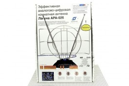 Антенна ТВ ЛАГУНА  APA-028  МВ+ДМВ комнатная, с усилителем, сертифицированная