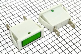 Лампочка  110/220 V пластик прямоугольная (зелёная) NIR11 (12 мм х 30 мм уст 10х24 мм, крепёж защёлки)