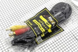 Шнур  шт-3,5-4 pole х 3шт-RCA  1,5 м (gold plastic)