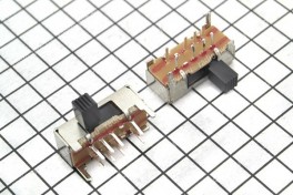 Переключатель SK23DO6G5 микро, движковый, горизонтальный  8 pin 15х6x5,3 мм  H-5 мм  0,3А 50В (2Р3Т)
