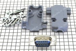 Разъём (VGA) 15pin  штекер с пластиковым корпусом