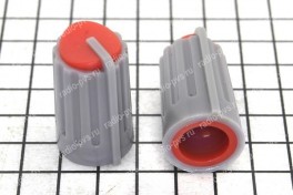 Ручка для переменного резистора на вал 6 мм  D-10x18 мм  пластик  (серый- красный)