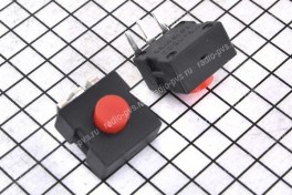 Кнопка KFT 208  горизонтальная, квадратная, 3 pin, с фиксации, на замыкание (красная) 12х12 мм