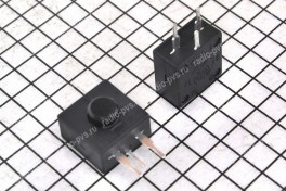 Кнопка KFT 209  вертикальная, квадратная, 3 pin, с фиксацией, на замыкание (чёрная) 12х12 мм