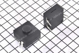 Кнопка KFT  горизонтальная, квадратная, 4pin, с фиксацией, на замыкание (чёрная) 12х12 мм