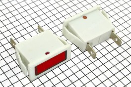 Лампочка  110/220 V пластик белый прямоугольная (красная) NIR11 (12 мм х 30 мм уст 10х24 мм, крепёж защёлки)