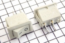Переключатель SMRS-101-1C2 (KCD5-101) микро без подсветки (on-off) (белый) (3А 250В)