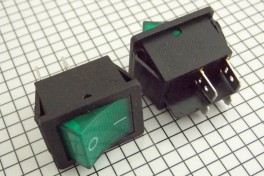 Переключатель IRS-201-1C (KCD2-201N-2) с подсветкой широкий 2(on-off)  (зелёный)