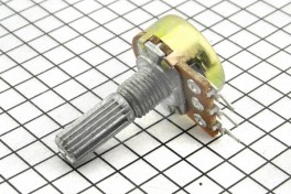 Резистор переменный 3 pin  10 кОм  (D-17 мм, резьба M7, вал D-6 мм накатка-разрез L-13 мм)