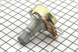 Резистор переменный 3 pin  20 K  (D-17 мм, резьба M7, вал D-6 мм накатка-разрез L-8 мм)