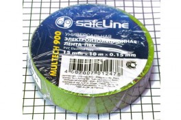 Изолента  "Safeline" 15 мм х 10 м зелёная