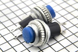 Кнопка PBS-3B (DS314)  круглая, мини, на замыкание (синяя)  (3А 125В)