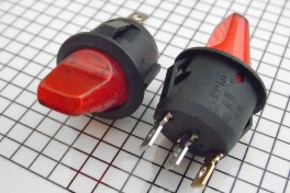 Переключатель MIRS-101-9H (KCD-1-101N)  мини с подсветкой (on-off) (красный)