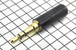 Штекер 3,5 мм (metall stereo gold)  чёрный, без обтюратора