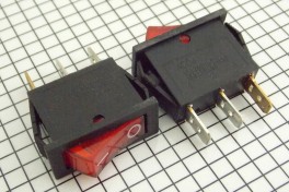 Переключатель IRS-101-1C (KCD3-101N) с подсветкой узкий (on-off)  (красный)