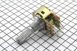 Резистор переменный 6 pin  250 кОм  (D-17 мм, резьба M7, вал D-6 мм накатка-разрез L-13 мм, выводы в два ряда)