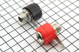 Гнездо приборное пластик, D- мм, L- мм, М-8, под штекер 4 мм, красное, чёрное (уп 2 шт)