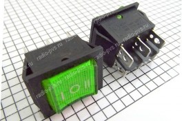 Переключатель IRS-203-1C (KCD2-203-3)   с подсветкой широкий 2(on-off-on) (зелёный)
