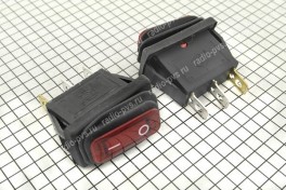 Переключатель IRS-101-1C (KCD3-101N) с подсветкой узкий (on-off)  (красный), влагозащищённый