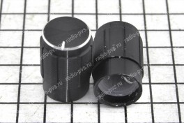 Ручка для переменного резистора на вал 6 мм  D-10x15 мм  металл чёрный (A10x15)