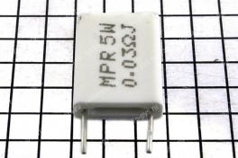 Резистор  5 WТ  0,03 Ом (MPR 15x18x4 мм, расстояние между выводами 10 мм)