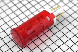 Лампочка  110/220 V пластик цилиндрическая MDX 14A (красная) (D-13,5 мм, крепёж защёлка, уст D-12,5 мм)  China