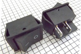 Переключатель RS-211-3C (KCD2-211,XB604)  без подсветки широкий 2((on)-off) (чёрный)  уст-22 мм х 26 мм