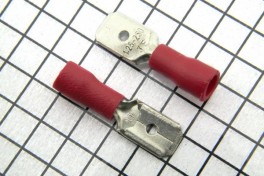 Штекер плоский 6,3х0,8 мм  красный   (уп 100 шт)