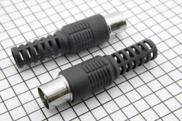 Штекер антенный ТВ  (разборный имп) пластик чёрный