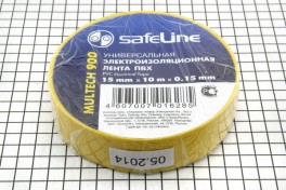Изолента  "Safeline" 15 мм х 10 м жёлтая