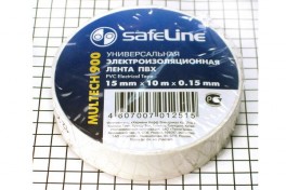 Изолента  "Safeline" 15 мм х 10 м белая